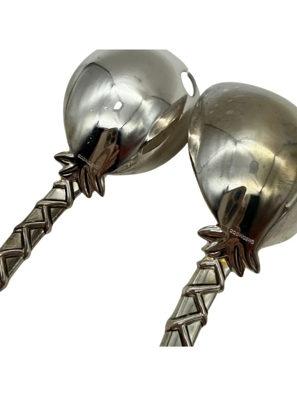Godinger Palm Tree Salad Servers Silver Plate Fork & Spoon 12.5